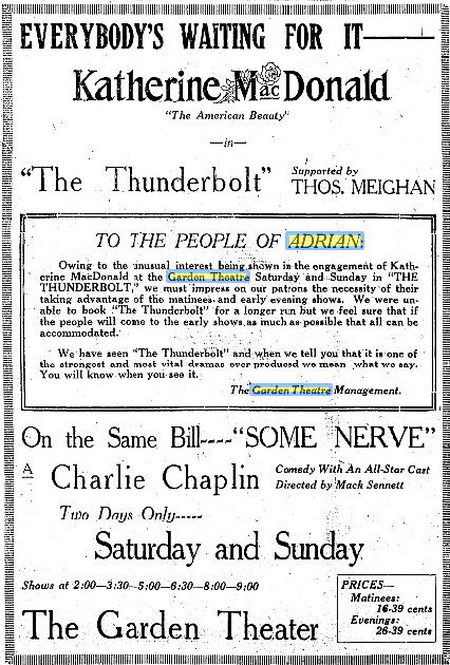 Garden Theatre - 1919 Article